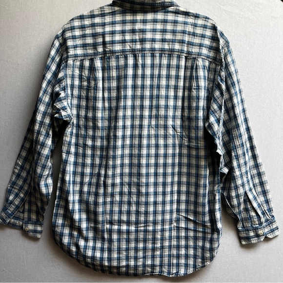L. L. Bean Blue Plaid Men's Button up Shirt Sz M - Picture 3 of 8